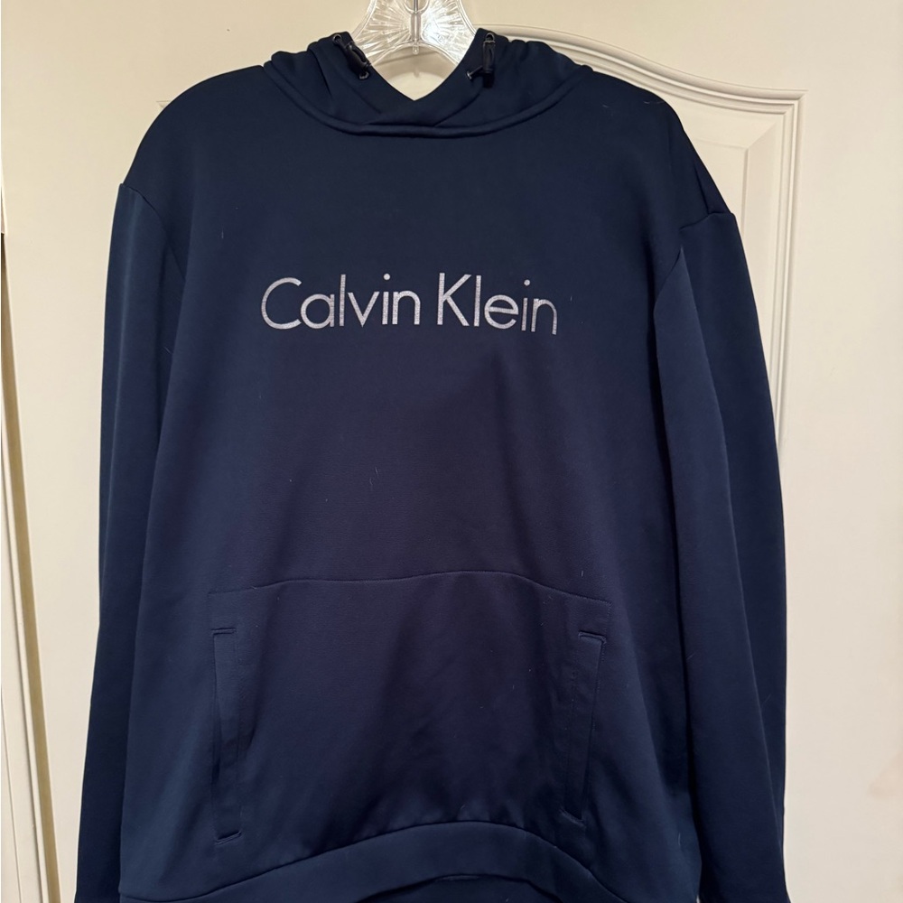 Calvin Klein Thermal Fit Black Long Sleeve Hoodie w/ Front Pouch Size Large